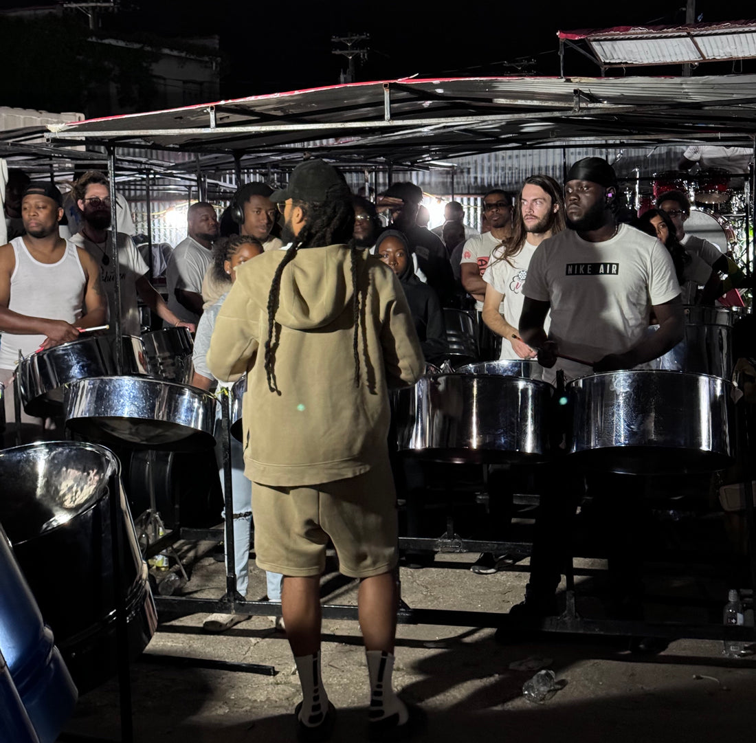 Pan Evolution Steel Orchestra band members at panyard