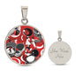 Festive Drumming Scene Customizable Circle Pendant Silver Necklace
