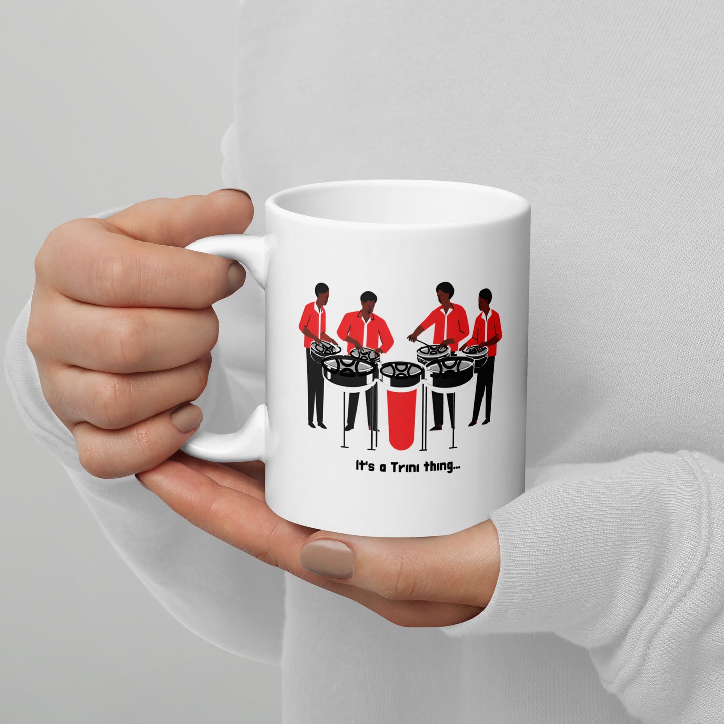 4 Men Playing Pan White Glossy Mug
