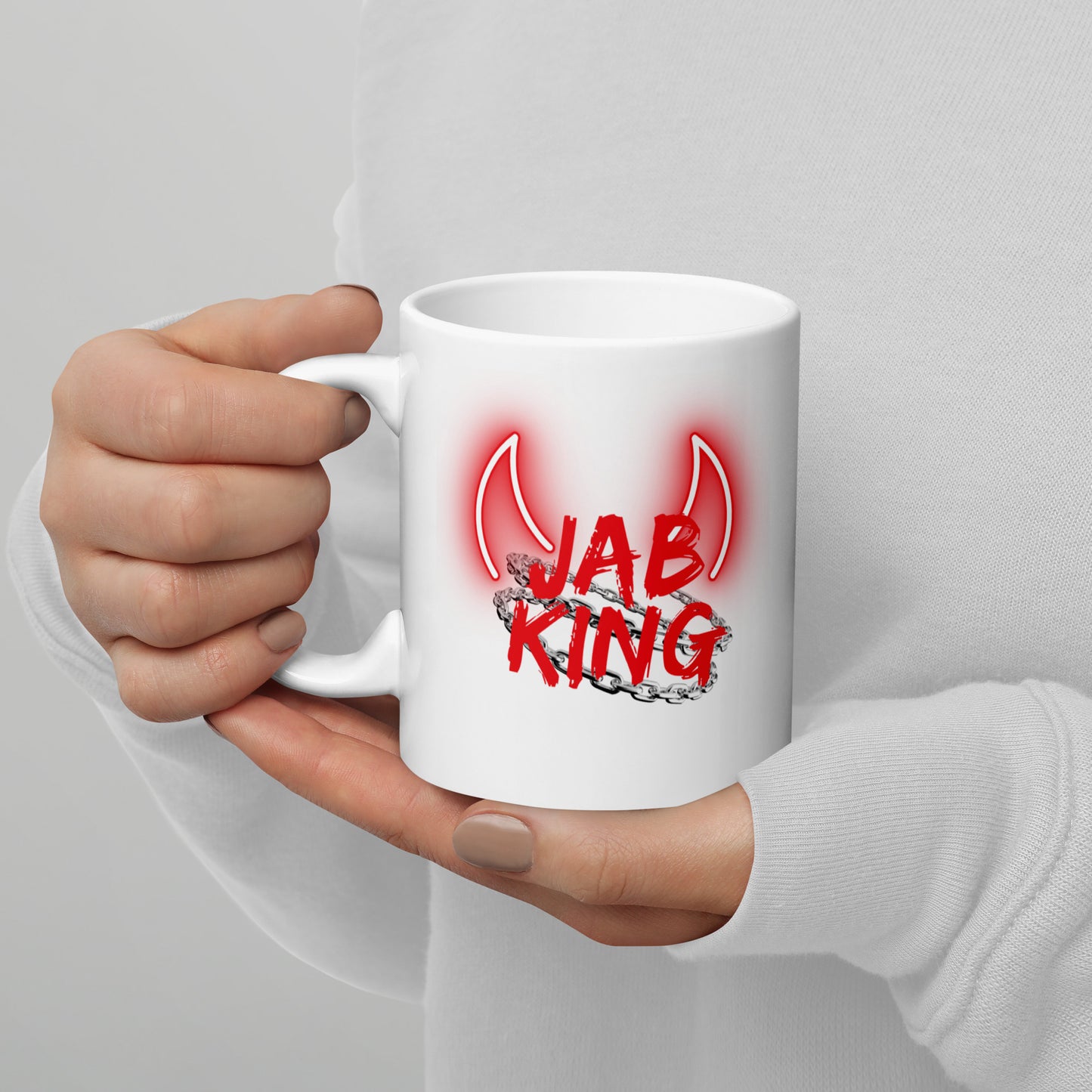 Jab King White Glossy Mug