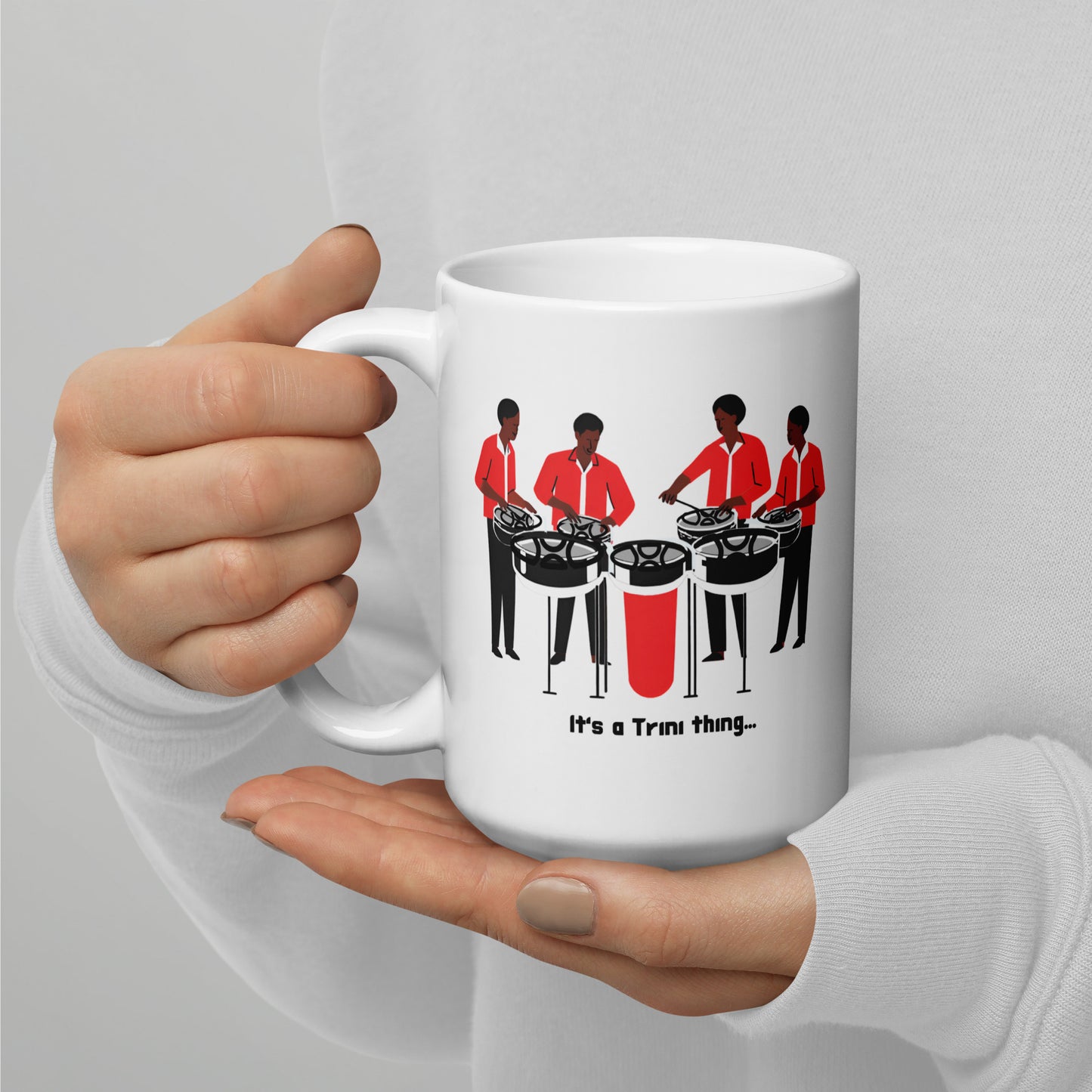 4 Men Playing Pan White Glossy Mug