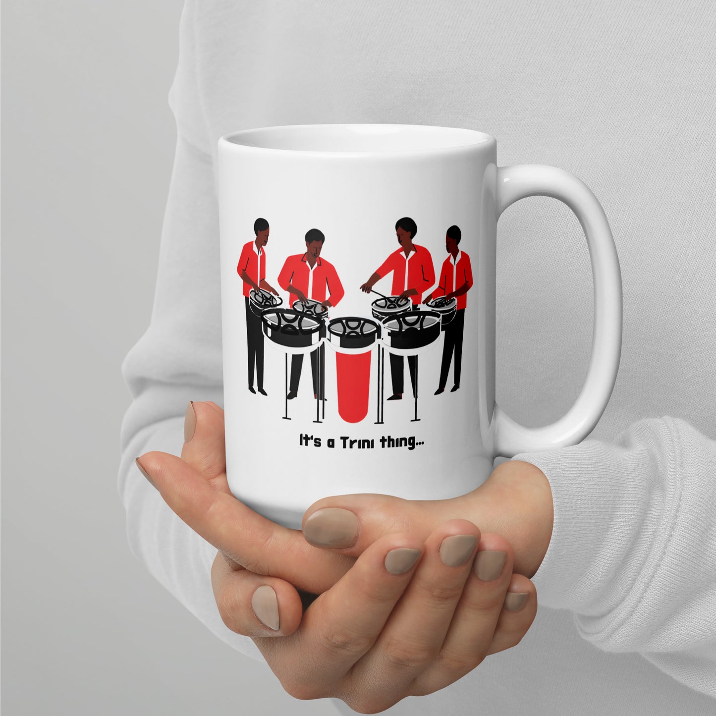 4 Men Playing Pan White Glossy Mug