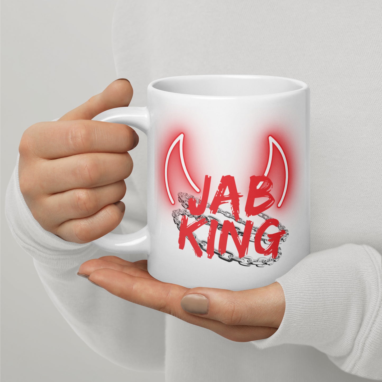 Jab King White Glossy Mug