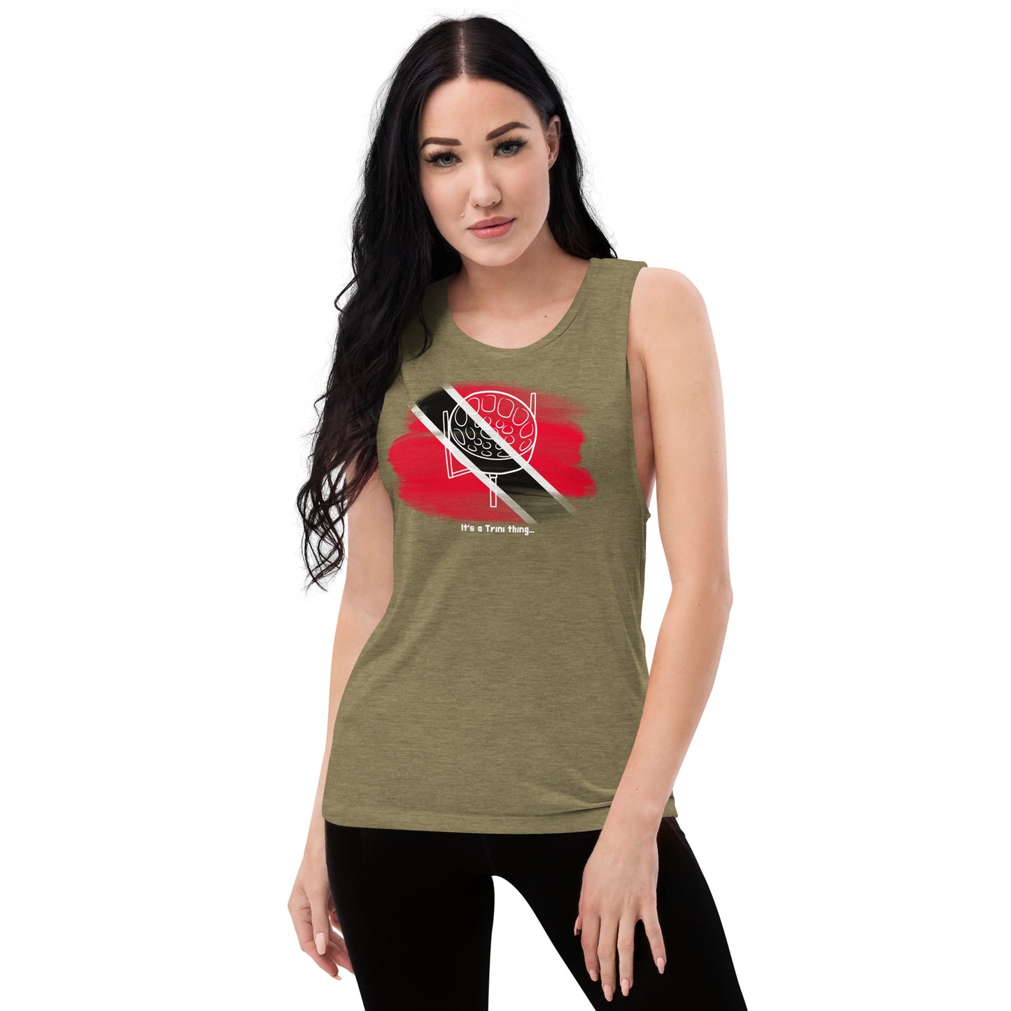 Trinidad Steelpan With Flag Ladies’ Muscle Tank