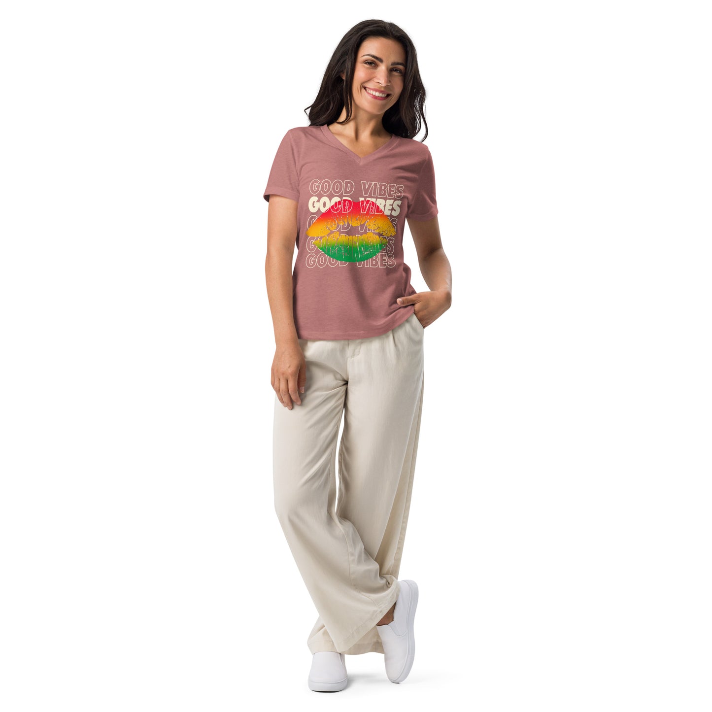 Good Vibes Woman Women's Relaxed V-Neck T-Shirt