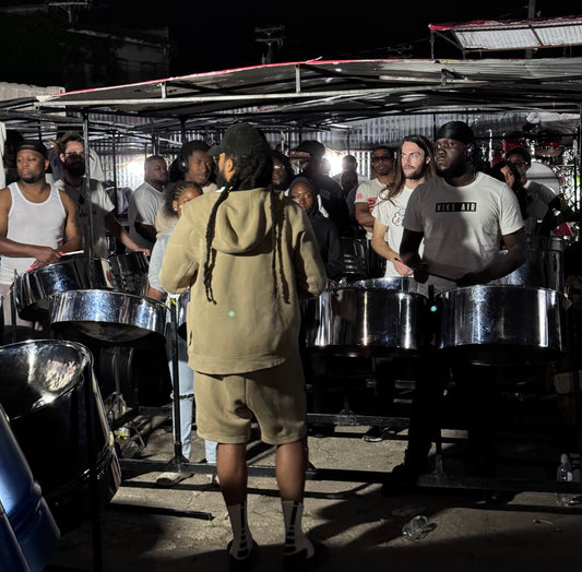 Pan Evolution Steel Orchestra band members at panyard