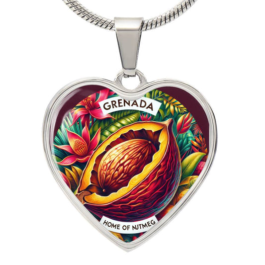 Grenada - Home of Nutmeg Customizable Heart Pendant Necklace