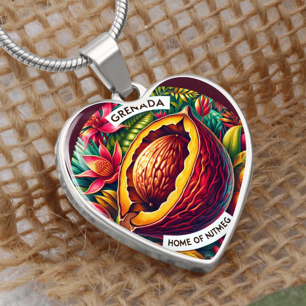 Grenada - Home of Nutmeg Customizable Heart Pendant Necklace