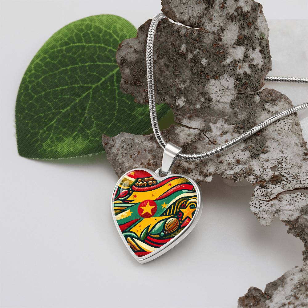 Grenada Spice Customizable Heart Pendant Necklace