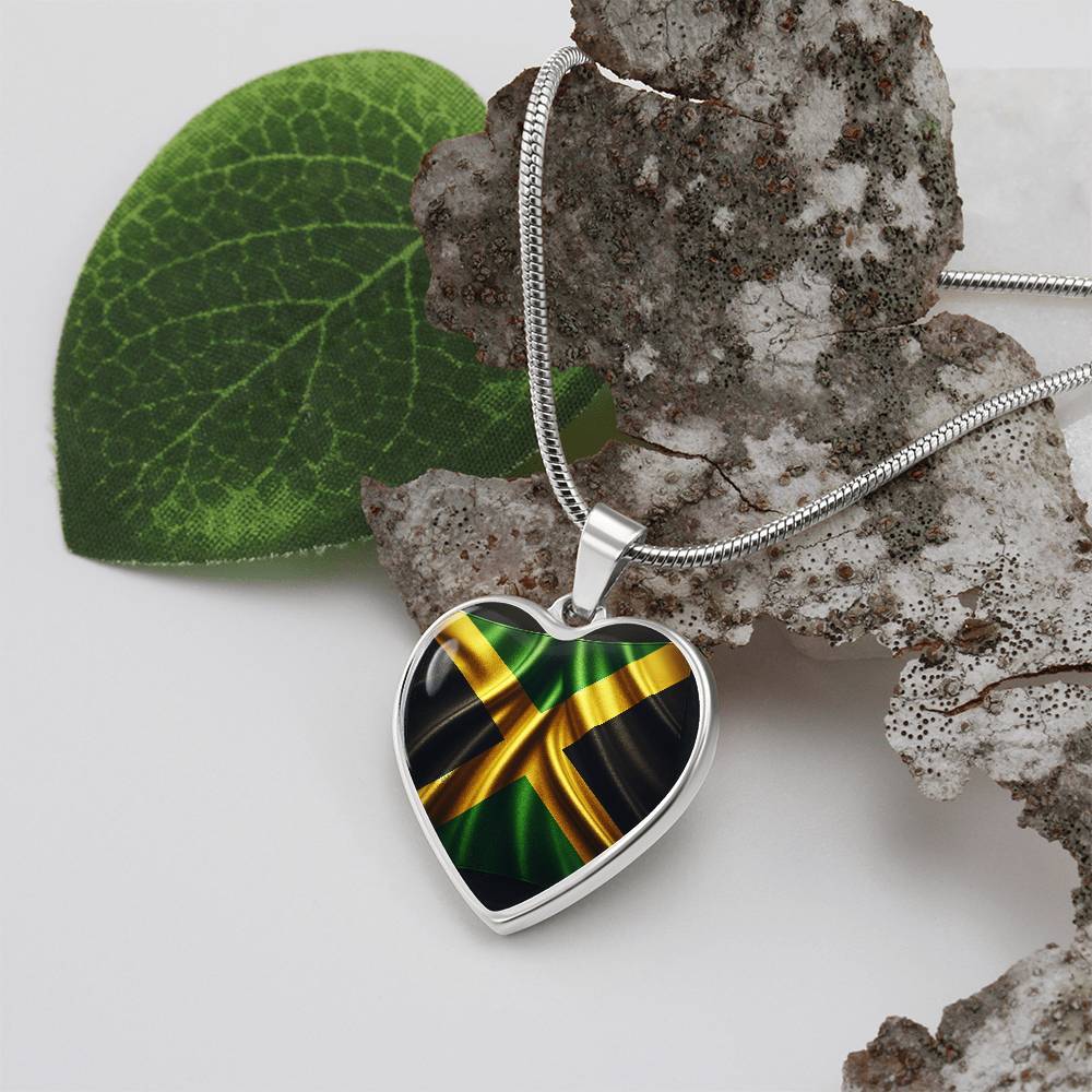 Jamaica Flag Customizable Heart Pendant Necklace