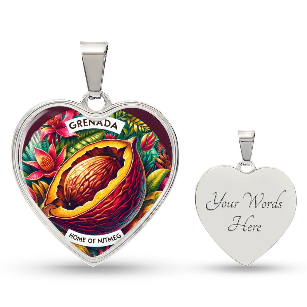 Grenada - Home of Nutmeg Customizable Heart Pendant Necklace