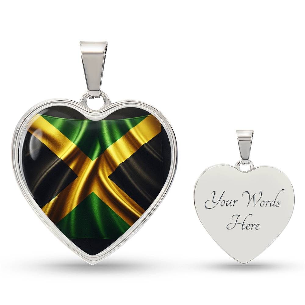 Jamaica Flag Customizable Heart Pendant Necklace