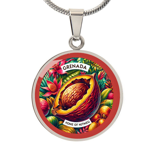 Grenada - Home of Nutmeg Customizable Circle Pendant Necklace