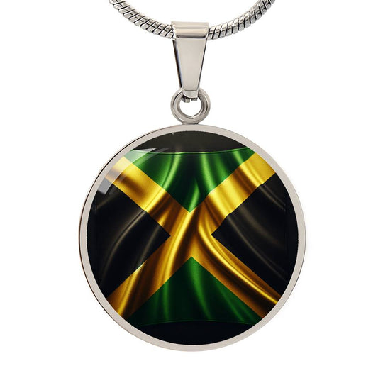 Jamaica Flag Customizable Circle Pendant Necklace