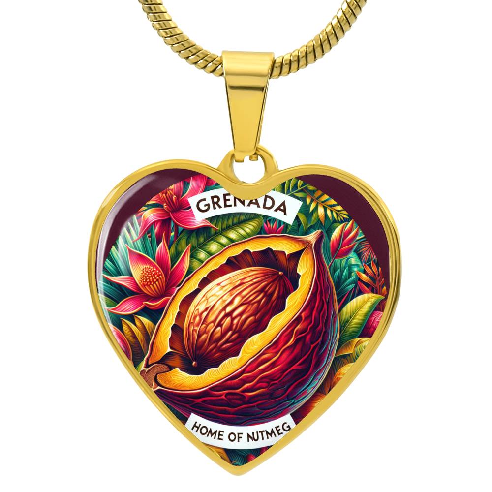 Grenada - Home of Nutmeg Customizable Heart Pendant Necklace