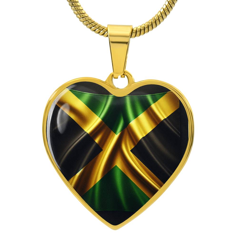 Jamaica Flag Customizable Heart Pendant Necklace