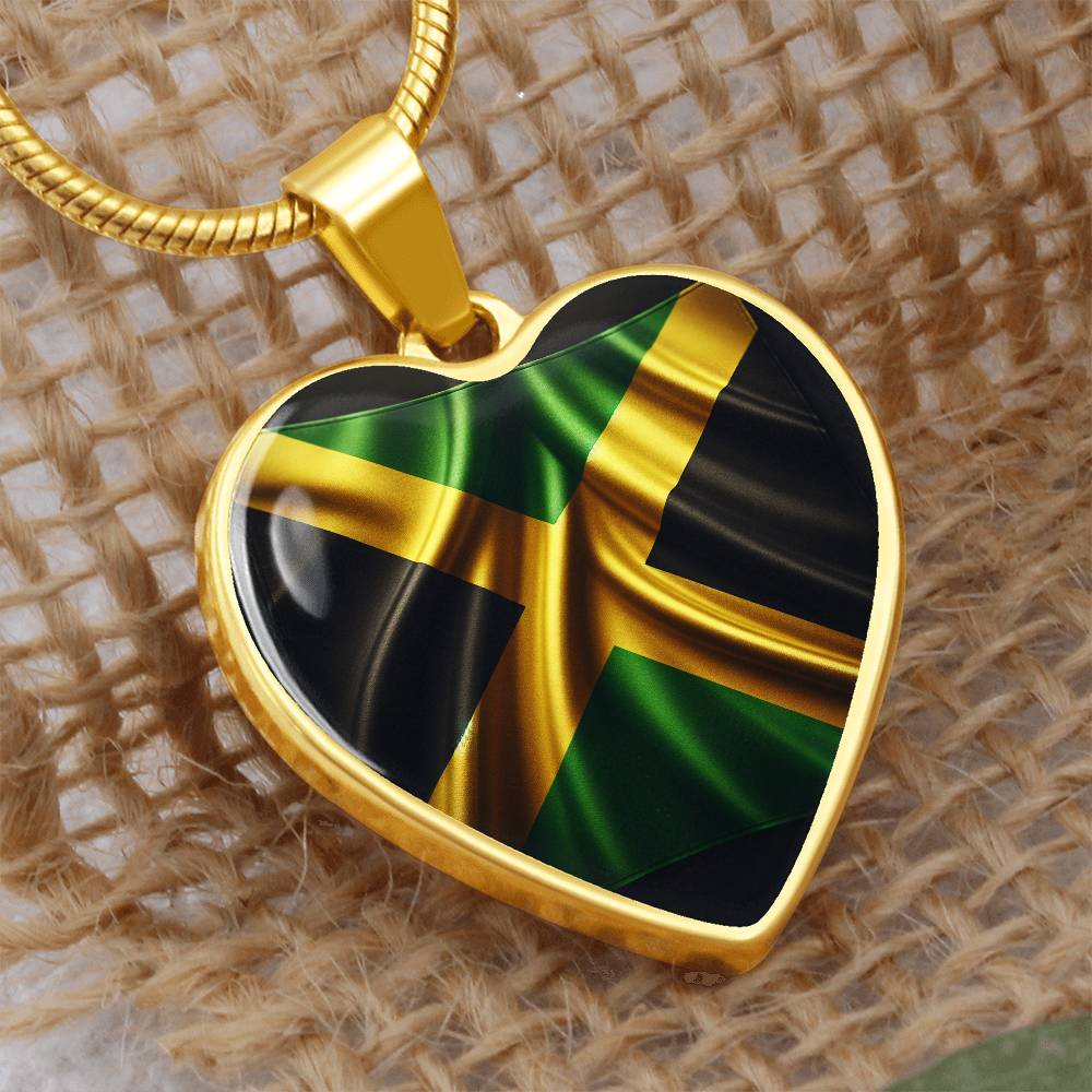 Jamaica Flag Customizable Heart Pendant Necklace