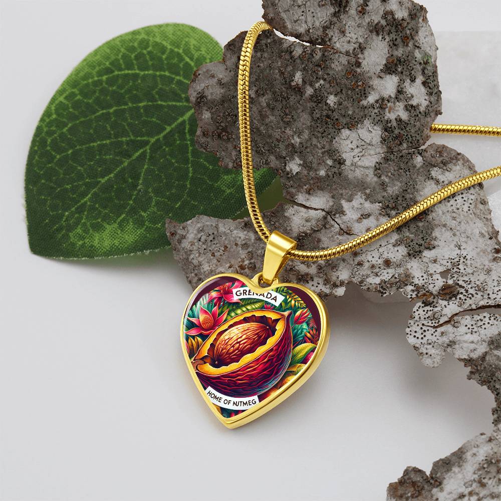 Grenada - Home of Nutmeg Customizable Heart Pendant Necklace