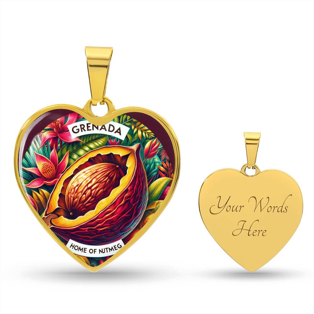 Grenada - Home of Nutmeg Customizable Heart Pendant Necklace