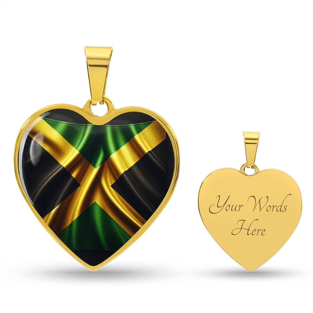 Jamaica Flag Customizable Heart Pendant Necklace