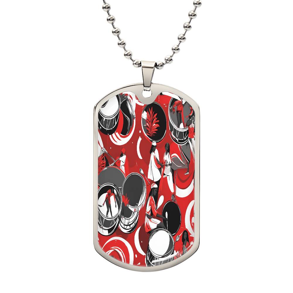 Festive Drumming Scene Customizable Military Dog Tag