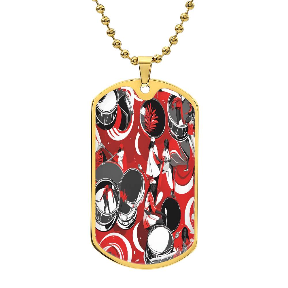 Festive Drumming Scene Customizable Military Dog Tag