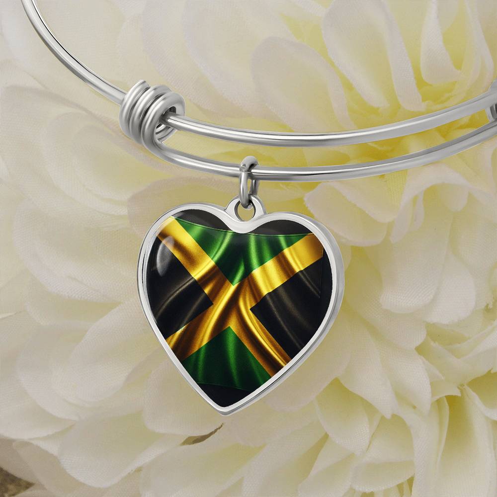 Jamaica Flag Customizable Heart Bangle