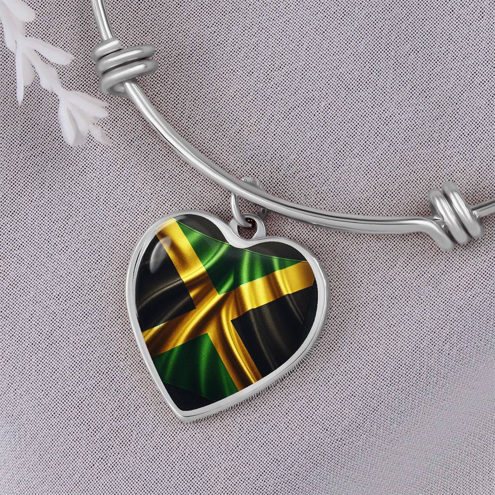 Jamaica Flag Customizable Heart Bangle