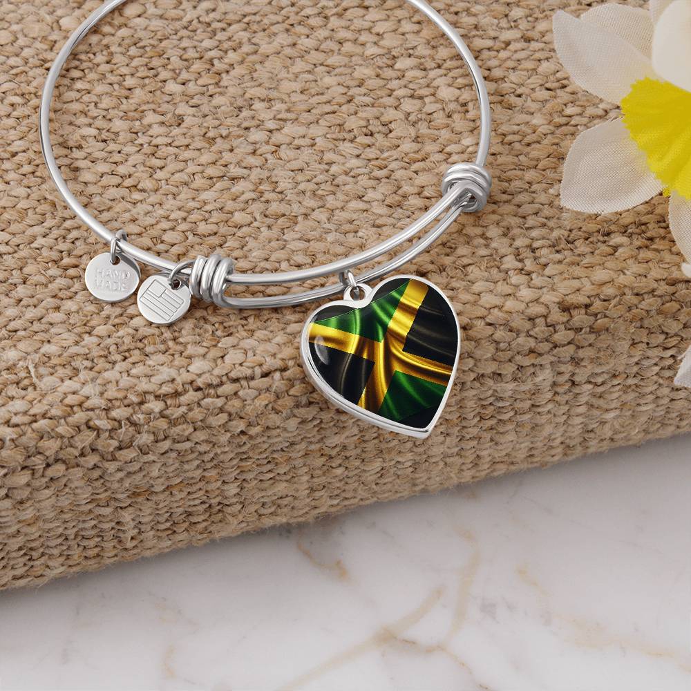 Jamaica Flag Customizable Heart Bangle