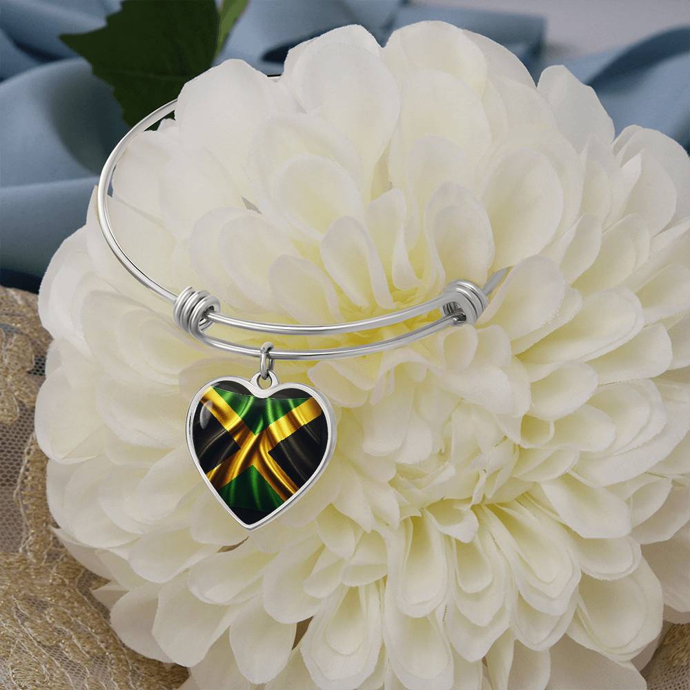 Jamaica Flag Customizable Heart Bangle