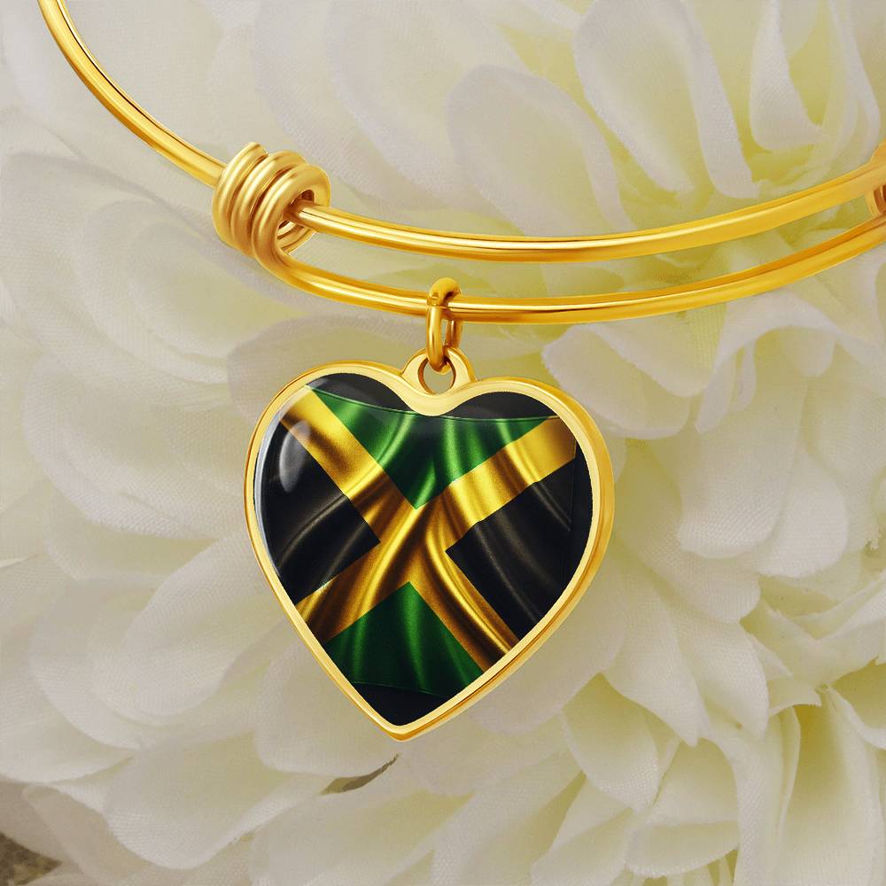 Jamaica Flag Customizable Heart Bangle