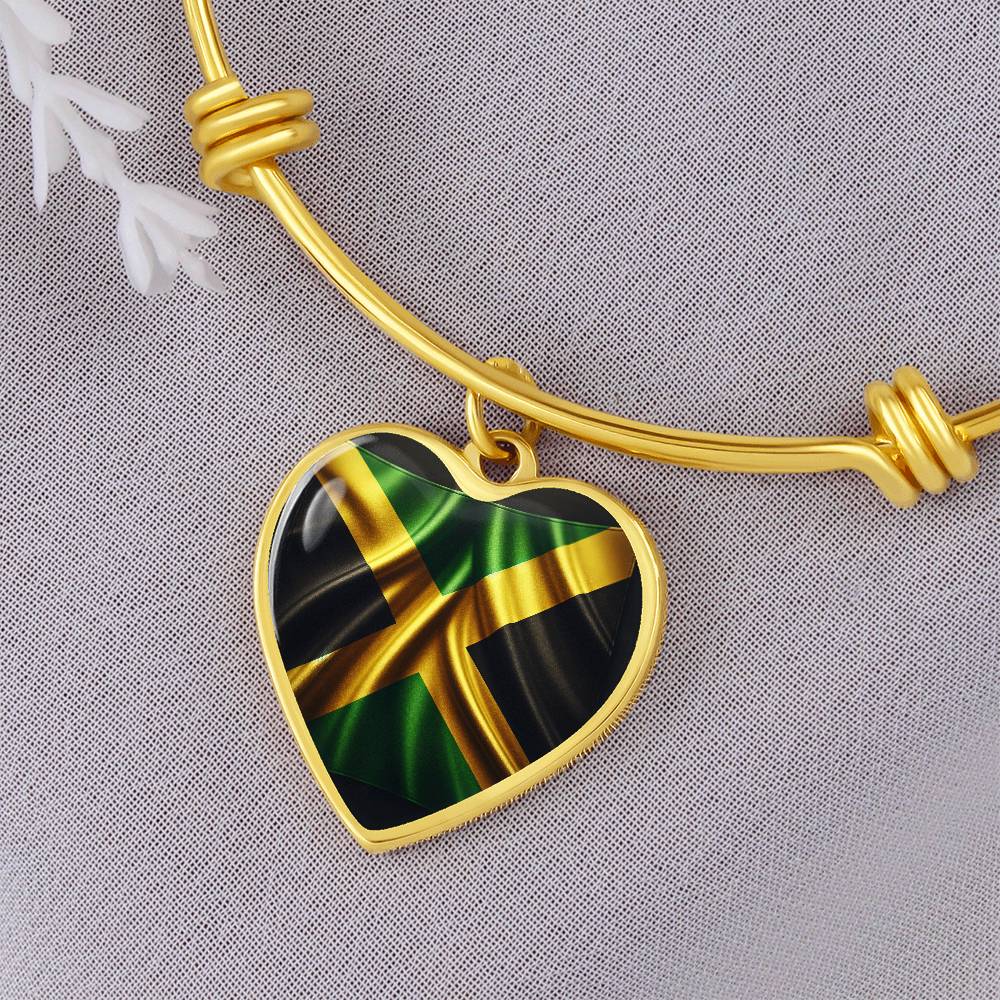 Jamaica Flag Customizable Heart Bangle