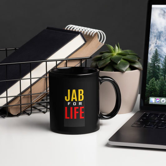 Jab For Life Words Only Black Glossy Mug