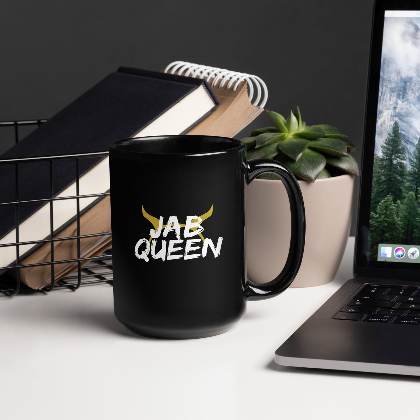 Jab Queen Black Glossy Mug