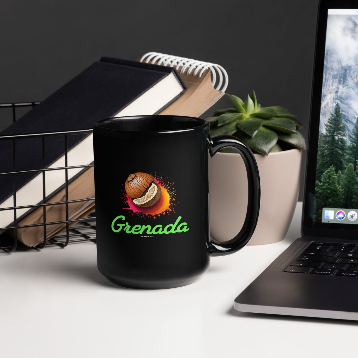 Grenada The Spice Isle Black Glossy Mug