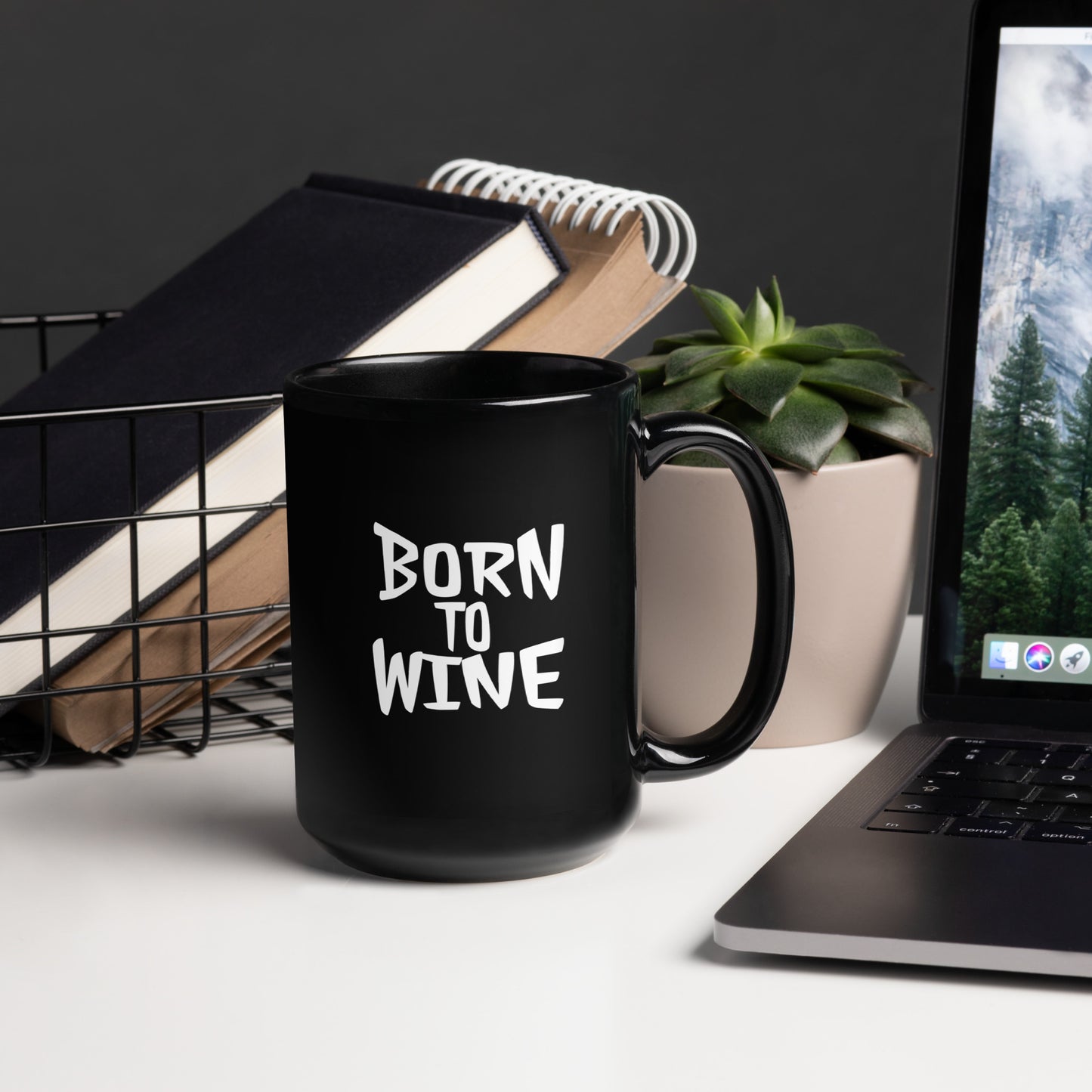 Born to Wine Black Glossy Mug