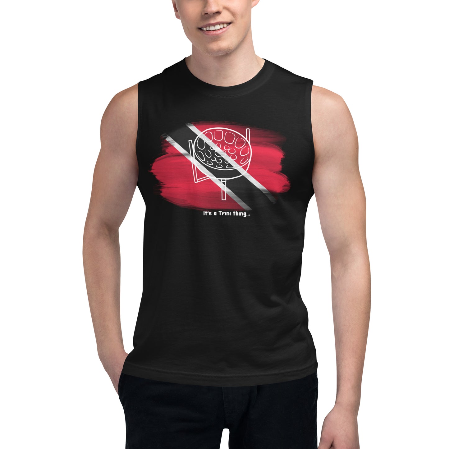 Trinidad Steelpan With Flag Muscle Tank Shirt