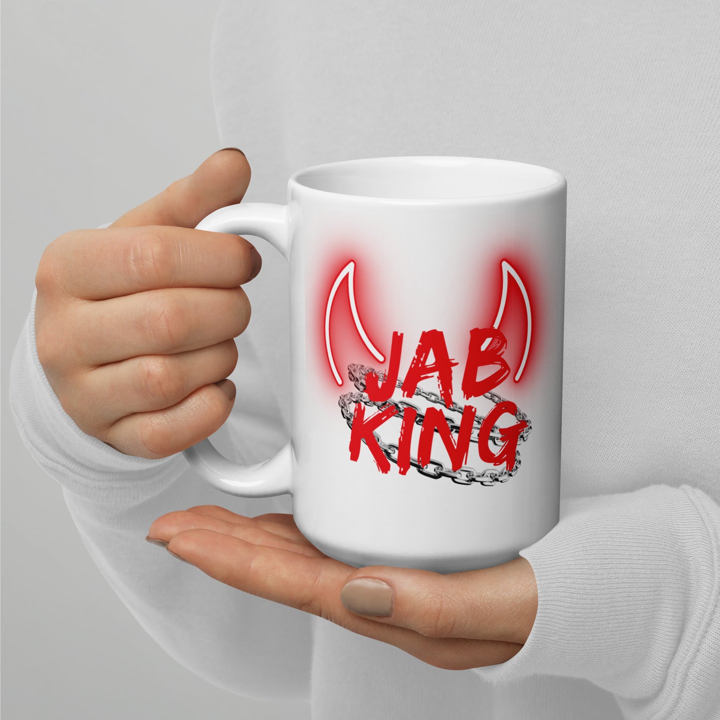 Jab King White Glossy Mug