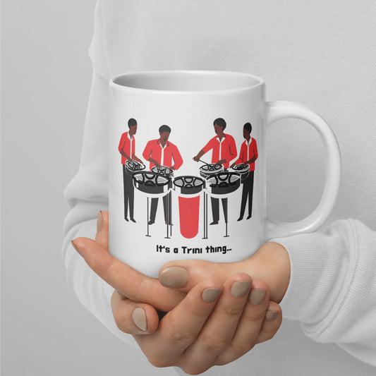 4 Men Playing Pan White Glossy Mug