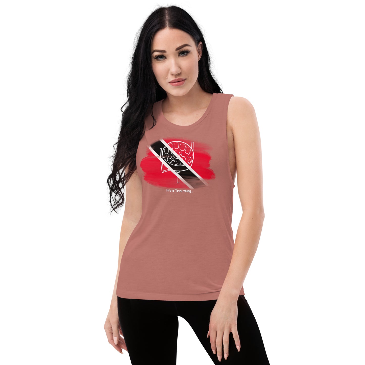 Trinidad Steelpan With Flag Ladies’ Muscle Tank