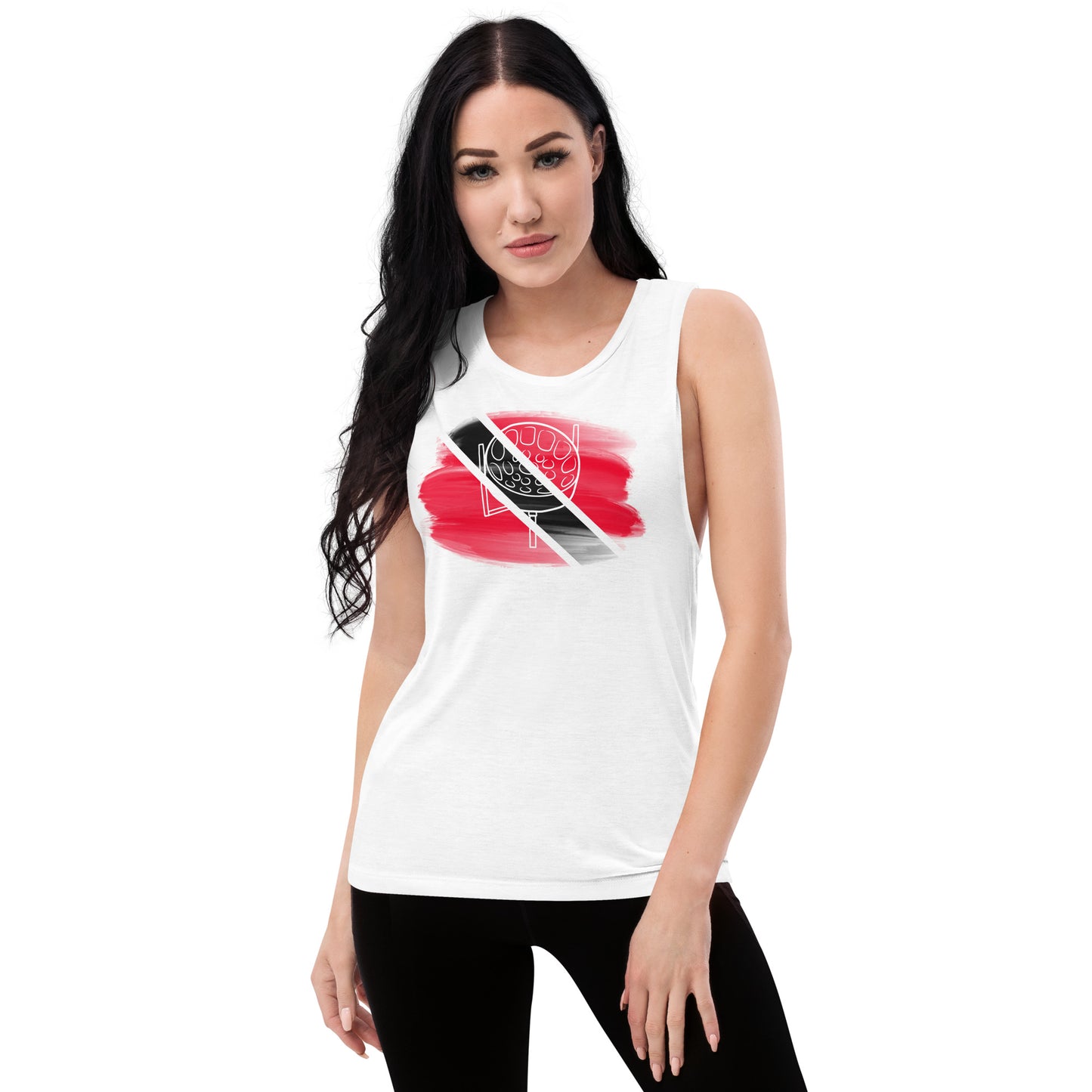 Trinidad Steelpan With Flag Ladies’ Muscle Tank