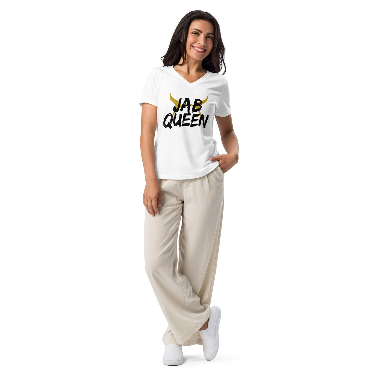 Jab Queen Women's Relaxed V-Neck T-Shirt